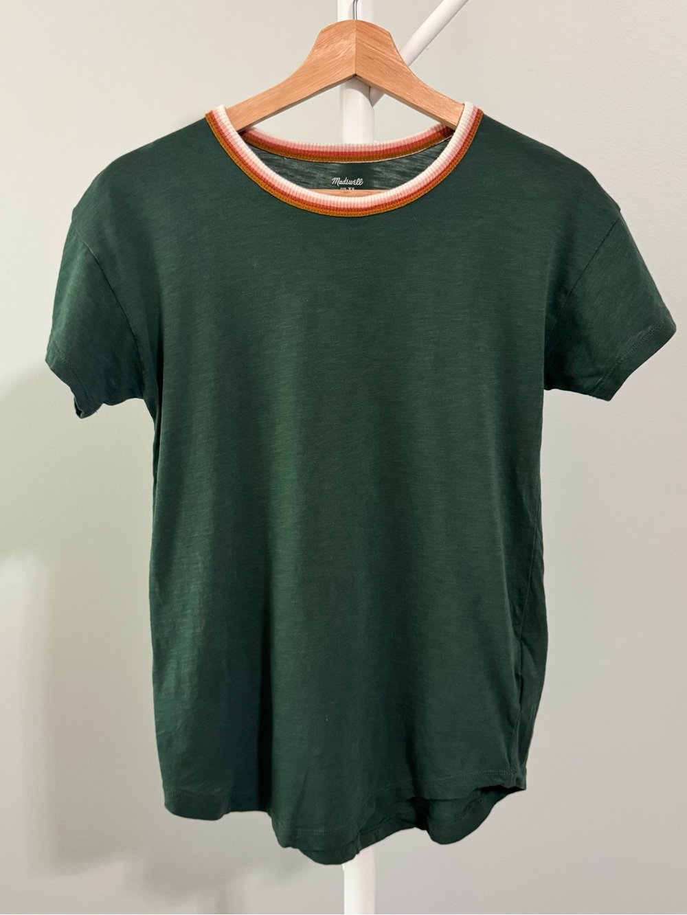 Madewell Forest Green Ringer Crew Neck Tee size XS